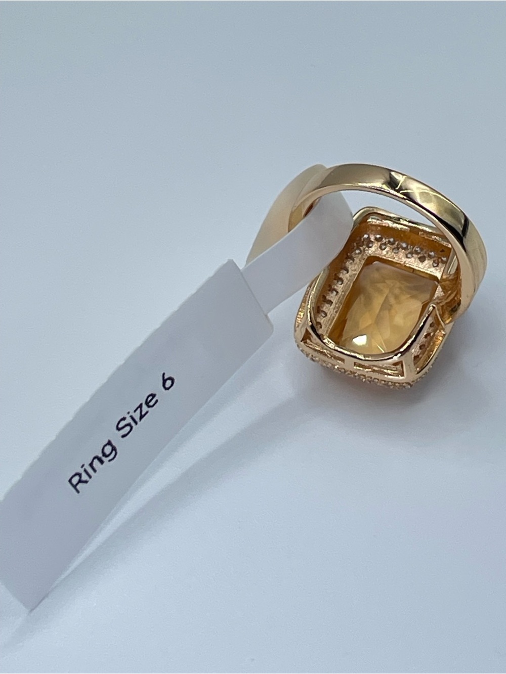 Swarovski Crystal Elements Champagne Crystal Halo Ring Gold Statement Sz 6 - Picture 6 of 9